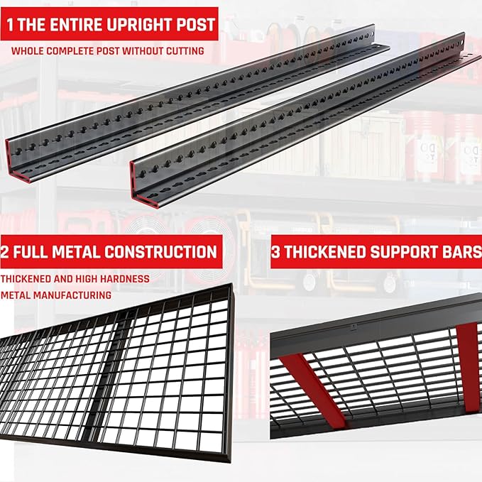 67" Wide Garage Shelving Unit, 30" D Heavy Duty Garage Storage Shelves,3500 LBS Capacity, Industrial Adjustable Shelves for Basement Warehouse
