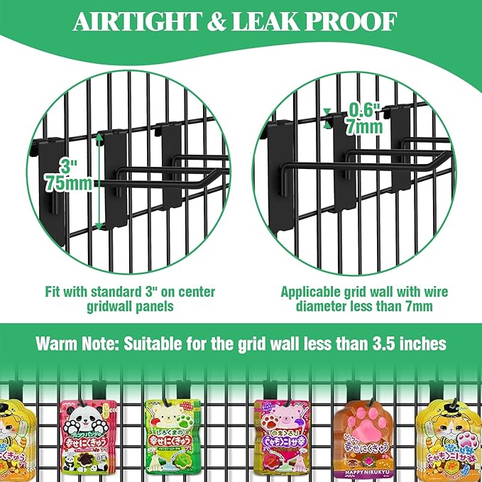 40Pcs 4" Gridwall Display Hooks Assortment Set, Black Metal Grid Wall Panel Hanging Display Hook for Garage Shop Retail Storage, Wire Diameter 5mm/ 0.2”