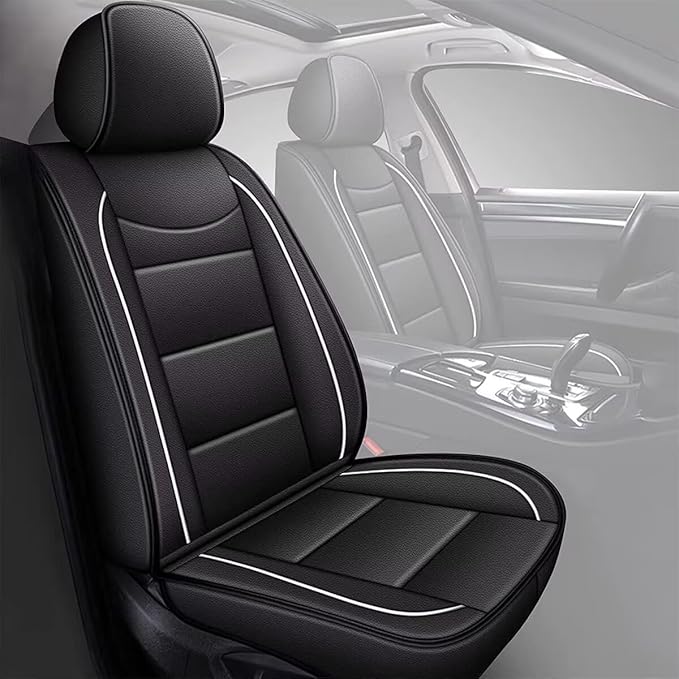 YORKNEIC Seat Covers for Hyundai Kona 2018-2024 2025: Waterproof Leather Car Seat Covers Front Set Automotive Seat Protectors (2 Front Set, Black)