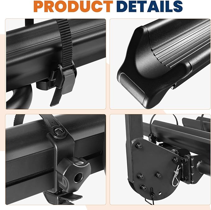 Aluminum 2 EBikes Foldable 2'' Hitch Mounted Carrier Racks w/Ramps Over 200lbs Capacity for 3.35 inch Fat Tire Heavy Duty Universal E-Bike Racks for SUVs Cars Trucks RV 2-Inch Receiver