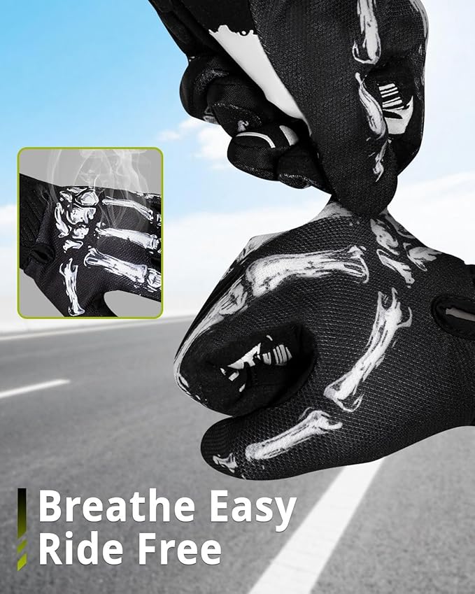 RIGWARL Skeleton Motorcycle Gloves Men Women Touchscreen, Non-Slip Mountain Bike Gloves for Men Cycling, Lightweight Dirt Bike Riding Bicycle Glove