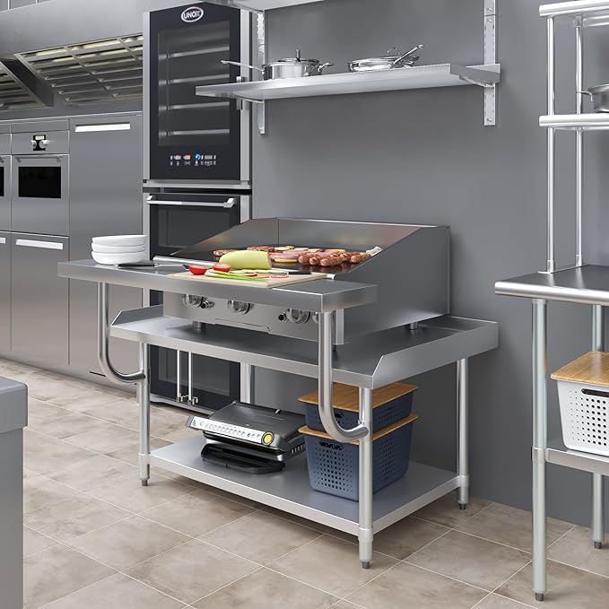 AmGood 13.5 in. x 49 in. Stainless Steel Adjustable Work Surface for 30 in. x 48 in. Equipment Stand