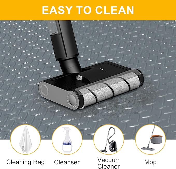 8x20 FT Garage Floor Mat, 2.8mm Thickened Flooring Roll Diamond Plate PVC Rubber Trailer Mat with 20Pcs Tapes, Non-Slip Floor Protector Mat for Garage, Warehouse, Gyms, Trailer, Gray