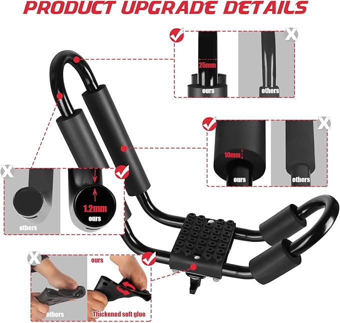 FORWODE Heavy Duty Kayak Roof Rack, 1 Pair J-Bar Kayak Rack with 2 Ratchet Tie, 2 S-Hook Ratchet Straps, 2 Anchor Belts for Kayak Canoe Boat Surf Ski on SUV Car Truck Crossbar