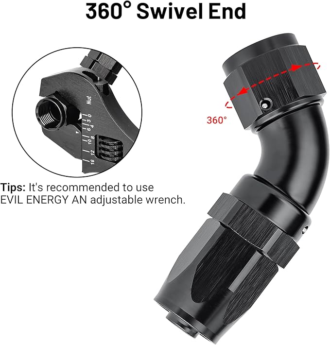 EVIL ENERGY 8AN 60 Degree One Piece Full Flow Hose End Fitting Swivel For CPE Braided Hose