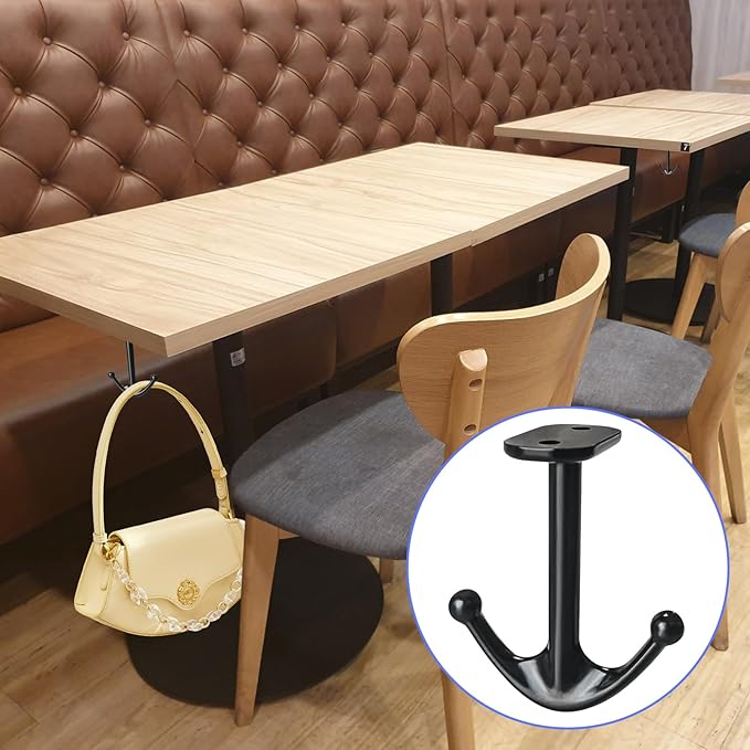 Ball Two Prong Ceiling Hook for Closet Top Bathroom Kitchen Cabinet Garage Pack of 8 (Black)