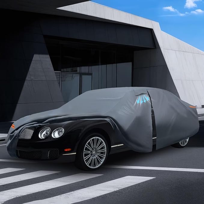 Waterproof Bentley Flying Spur(2013-2025) Car Cover with Breathable Vents, [2025 Upgrade] Premium Covers with Cotton Liner and Zipper Door, Sun Rain Snow Dust Uv Protection.(Gift with Towel)