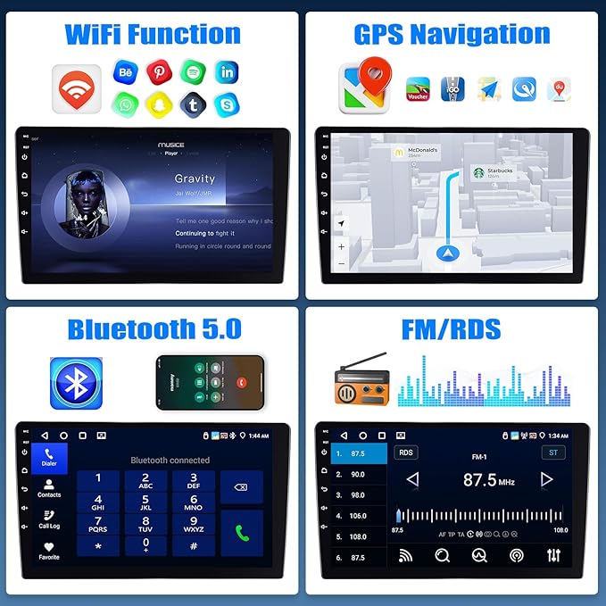 SIXTOP [4+64G] Android Car Stereo for Hyundai Tucson IX35 2010-2015 with Carplay Android Auto Mirror Link 10.1 inch Touchscreen 1280 * 720 Bluetooth 5.0 FM/RDS DSP 32EQ WiFi GPS Change Theme AI Voice