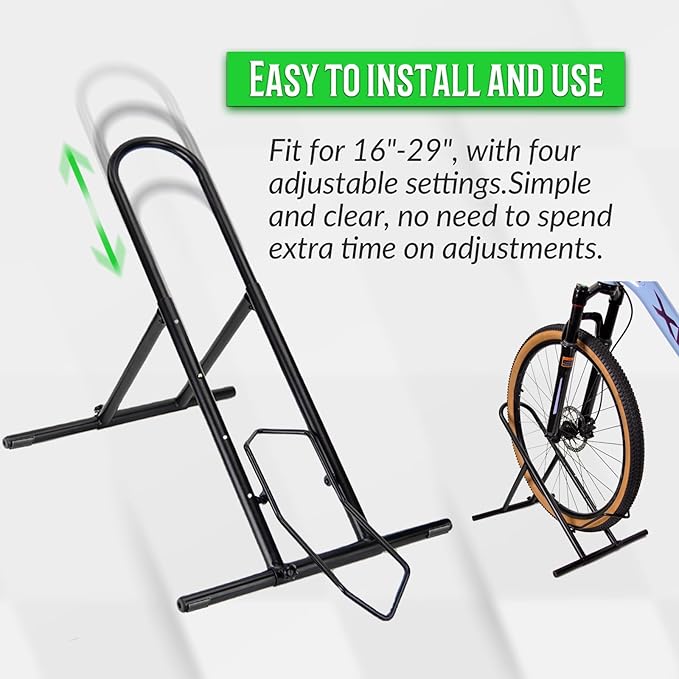 Folding Bike Floor Stand Rack, Portable Bicycle Parking Rack Storage for Garage/Home, Fit 16”-29” Mountain Road Bikes(1 bike rack)