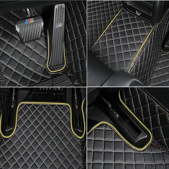 TAHALICustom Colors Car Floor Mats Black Pink for 99.9% Sedan SUV Sports， All-Weather Liners Car Floor mat，Luxury Leather Automotive Floor Mats (Black and White-,3D Floor Mats)