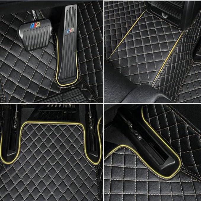 Custom Colors Car Floor Mats Black Pink for 99.9% Sedan SUV Sports， All-Weather Liners Car Floor mat，Luxury Leather Automotive Floor Mats (Blue Stripe,3D Floor Mats)
