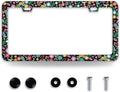 Colorful Flowers License Plate Frame Funny Floral License Plate Frames Stainless Steel Accessories Cars Decor with 2 Holes and Screws Fits Standard Us Ca Vehicles License Plate Holder 12.2 X 6 Inch