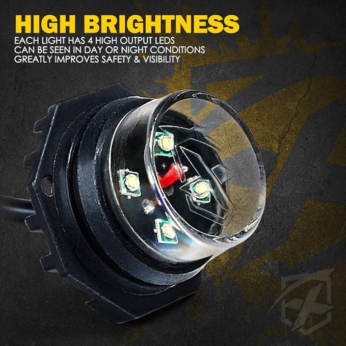 Xprite Amber LED Hideaway Strobe Lights Kit 20 Flashing Patterns w/Control Panel Headlights Taillights Fog Light Mounting, for Roadside Emergency Vehicles Trucks SUV Vans Cars UTV ATV 8 PCs
