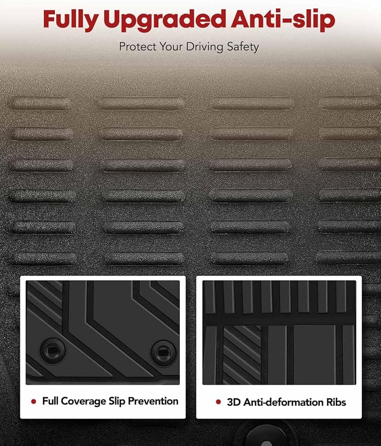 YHTAUTO Floor Mats Fit 2016-2023 Toyota Tacoma, TPE All Weather Car Mats Waterproof Anti-Slip Odorless Floor Liner, Interior Car Accessories Front Liner, 2PCS Black