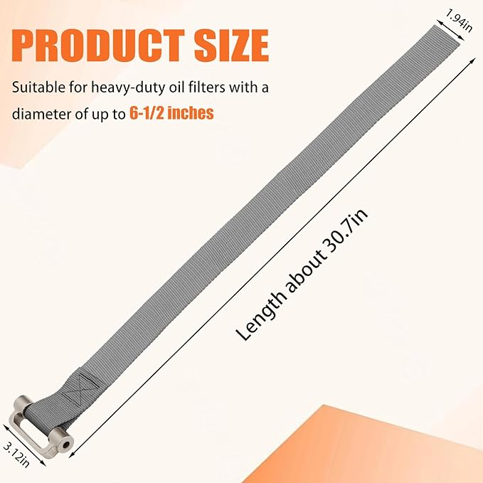 Heavy Duty Strap Oil Filter Wrench for Various Up to 6-1/2 inches Filter & Plumbing Removal Tool