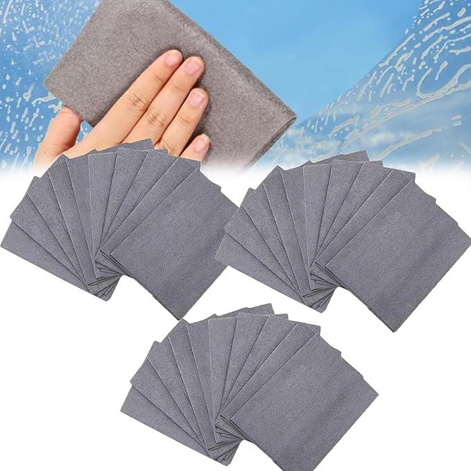 FETNHU Non-Woven - Super Absorbent 11.8" x 11.8" Lint-Free Cleaner, Reusable Thickened Magic Cleaning Cloth, Multipurpose Magic Cloths for Cleaning Glass, Cars, Kitchen, Window, Mirrors (30PCS-Gray)