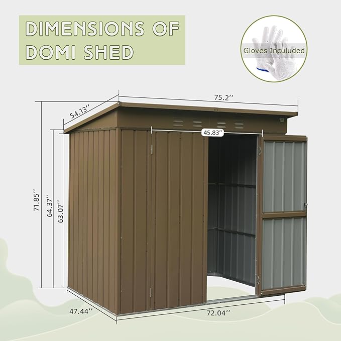 IKERY Metal Storage Shed 6' x 4' with Double Lockable Doors - Garden & Backyard Tool Shed for Bikes, Weather-Resistant - Dark Gray