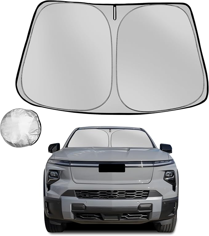 Windshield Sun Shade for 2024-2025 Che-vrolet/Chevy Silverado EV Foldable Sun Sunshade for Car Front Window Blocks UV Rays and Heat Automotive Interior Protector Custom Fit Accessories