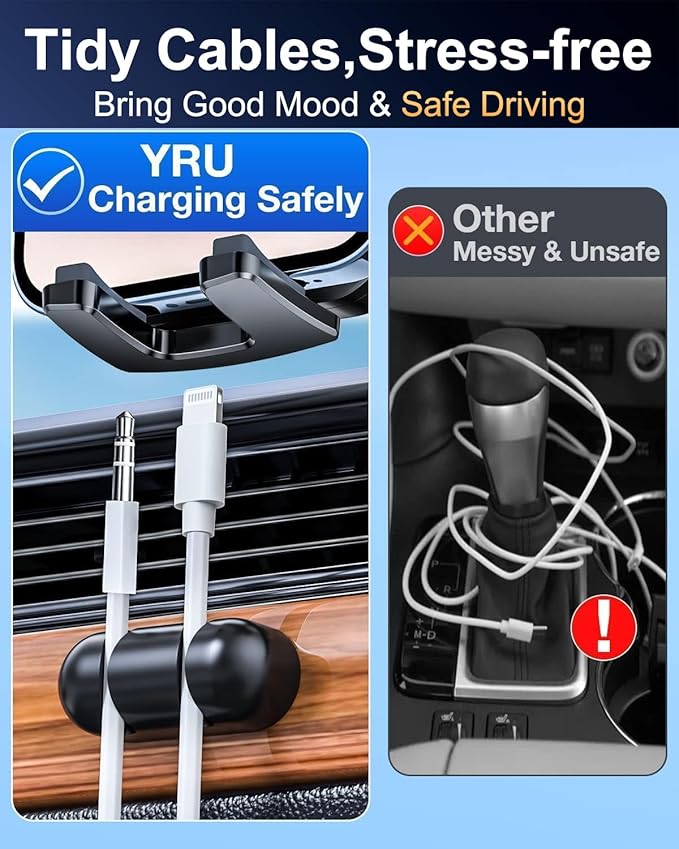 [True Military-Grade & 360 Degrees Rotatable Suction] 2025 YRU Ultimate Car Phone Holder Mount 【90+LBS Safest Strongest&Patent Cert】Dashboard Windshield Vent for iPhone 16 15 Pro Max Samsung,Jet Black