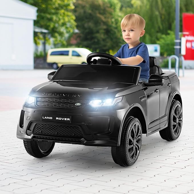 Costzon 12V Kids Ride On Car, Licensed Land Rover Electric Vehicle w/Remote Control, Lockable Doors, Slow Start System, LED Lights & Speed Switch Sound, Music & Horn, MP3 & USB (Black)