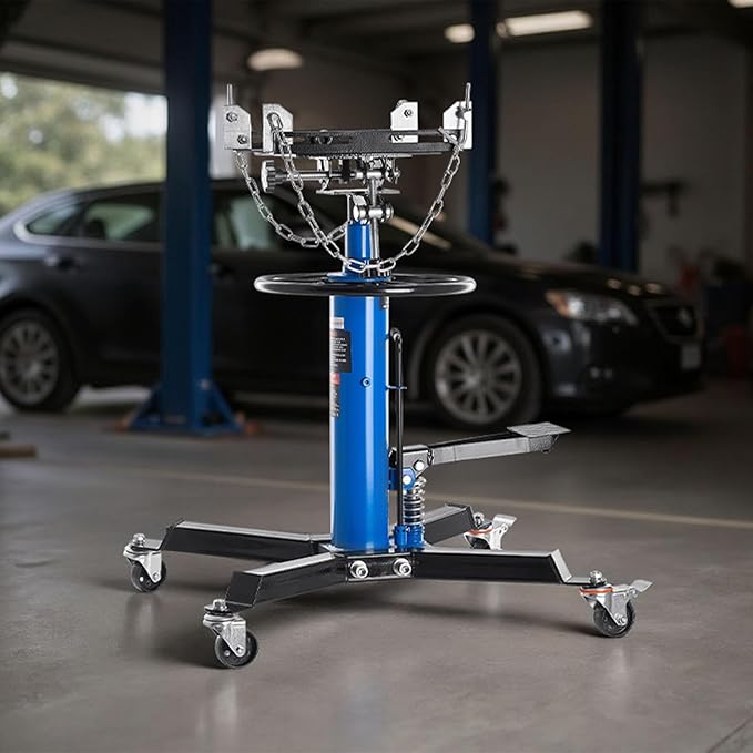 VEVOR Transmission Jack, 33"-67" High Lift, 1100 lbs Hydraulic Telescoping Transmission Jack, 2-Stage Transmission Stand 1/2 Ton Capacity with Foot Pedal, 360° Swivel Wheel, Garage/Shop Lift Hoist