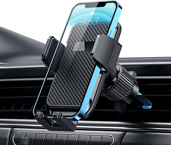 Qifutan Car Phone Holder with Anti-Slip Rubber, 360 Rotating Ball Joint, and Adjustable Support Ring for iPhone and Other Smartphones