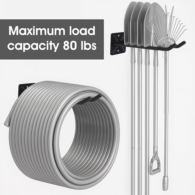 2Pcs Garage Hooks Heavy Duty Tool Organizer, Wall Mount Utility Multi-Use Storage Hangers Rack for Car Tires, Ladders, Chairs, Strollers, Power Tools, Garden Tools