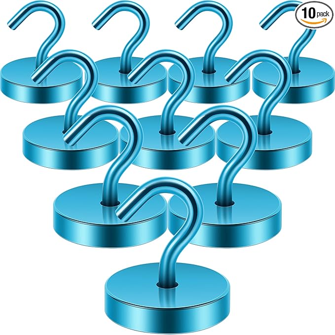 Neosmuk Magnetic Hooks, Cruise Ship Essentials, 120lb+ Heavy Duty Magnetic Hooks for Cruise Cabins, Refrigerator, Grill, Hanging, and Travel | Extra Strong Must-Haves Magnet Hook,Royalblue, Pack of 10