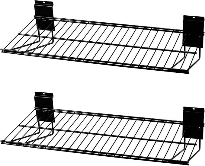 Slatwall Shelves, Slatwall Accessories, Slat Wall Wire Shelf, Heavy Duty Gargage Storage Slatwall Shelf(2 Pack) (24-Inch Width)