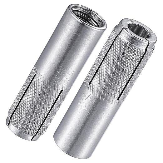 Wensilon(20 pcs) 5/8"-11 Premium Stainless Steel Drop in Anchors Assortment, Knurled Drop-in-Anchor for Solid Concrete, Internal Forced Expansion Screw Bolts