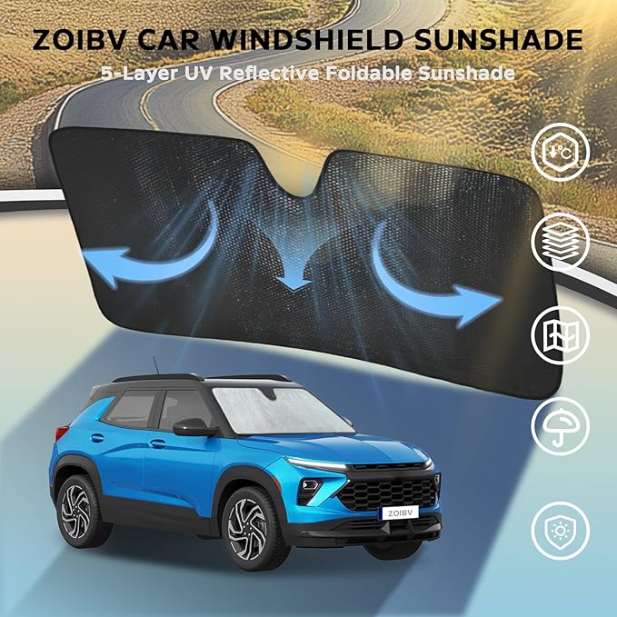 Windshield Sun Shade for Chevrolet Chevy Trailblazer 2021-2024 - 5-Layer Bubble Foldable Front Window Shade Sun Visor Accessories - Blocks Heat & UV Rays