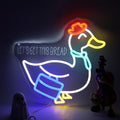 Let's Get This Bread Duck Office Neon Sign for Wall Decor,Novelty Cowboy Duck Neon Light for Home Decoration Farmhouse Decor Gift,Workspace Positive Affirmation Light Up Sign for Business Office Sign