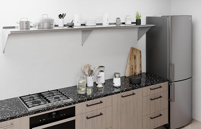 AmGood 96" Long X 18" Deep Stainless Steel Wall Shelf | NSF Certified | Appliance & Equipment Metal Shelving | Kitchen, Restaurant, Garage, Laundry, Utility Room