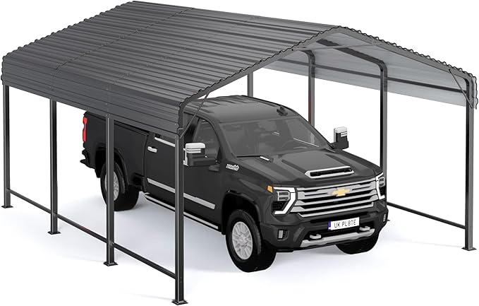 10x15 Metal Carport Carports with Enhanced Base Heavy Duty Garage Outdoor Galvanized Car Shelter for Car, Boats and Truck