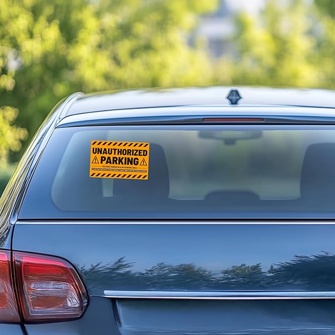easykart labels 50 Parking Violation Stickers - Hard to Remove - No/Unauthorized Parking Warning Stickers - Super Sticky - 8x5 in (Fluorescent Orange)