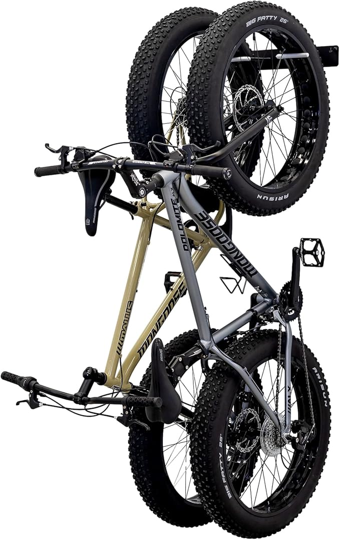 StoreYourBoard BLAT Bike Fat Tire Wall Rack, Holds 2 Bikes, Home and Garage Storage Hooks, Heavy-Duty Solid Metal Max 100 lbs