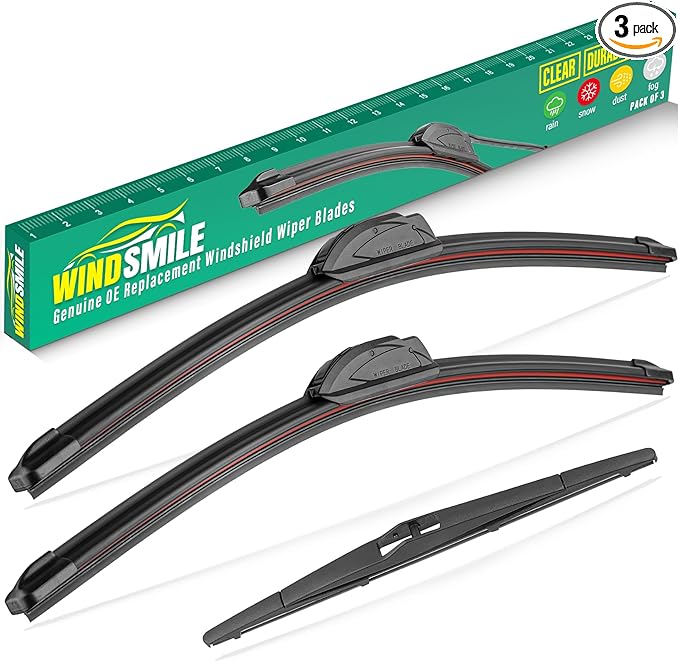 24" 18" 12" Windshield Wiper Blades Replacement for Kia Sportage 2011 2012 2013 2014 2015 2016 Premium All Weather Front Rear Wipers Set - OEM Quality (Pack of 3)