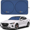 EcoNour Car Windshield Sun Shade | Premium 300T Polyester Automotive Heat Shield | Sunshade for Car Windshield, Front Window Sun Shade, UV Glare Protection | Fits Sedans, Mini SUVs, Hatchbacks (64x32)