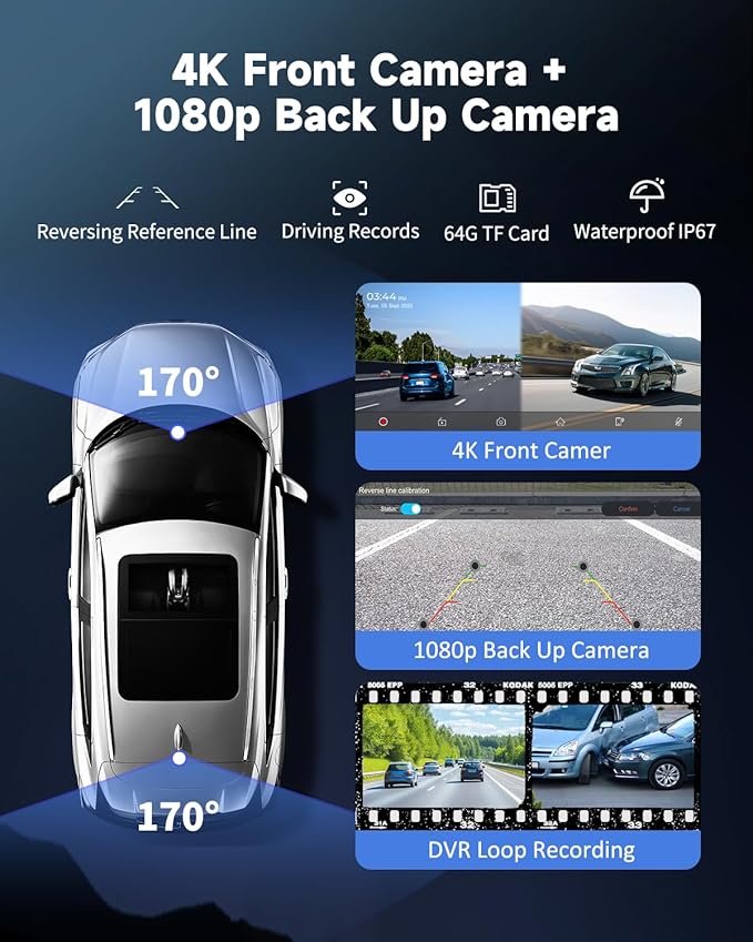 Portable Carplay Screen for Car - 10.26" Wireless Carplay & Android Auto Car Stereo, with 4K Dash Cam, Backup Camera, Bluetooth, GPS Navigation/Mirror Link/Voice Control/Bluetooth