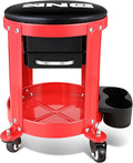 DNA Motoring TOOLS-00197 Round Mechanics Roller Seat Creeper Stool With Padded Cushion, Tool Storage Drawer & Tray, 300 Lbs Max Weight Capacity