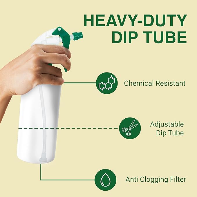 Spray Bottle Nozzle Replacement, Bottle Tops Only - Sprayer Nozzle Triggers for Heavy Duty, Commercial, Home Cleaning Solutions - Fits 8,16,24,32 oz Plastic & Glass Bottles, Green 3 pack
