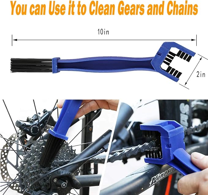 10pcs Bike Cleaning Kit, Bicycle Clean Brush Tool Including Chain Cleaner for Cycling,Bike Chain Cleaner Brush Suitable fo Mountain/Dirt/MT/Road/BMX Bike