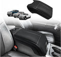 Muslogy Center Console Armrest Cover Compatible with Ford F250 F350 F450 2011-2016 Super Duty Comfort Armrest Pad Arm Rest Cushion Vegan Leather Protector Regular Thick(Bucket Seat ONLY)