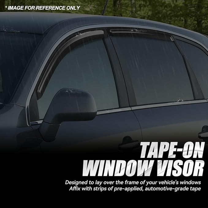 Auto Dynasty 4Pcs Carbon Fiber Pattern Window Visors Compatible with 2008 2009 2010 Saturn Vue, Tape-On Front & Rear Window Deflectors Rain Guards Sun Wind Air Side Vent Shade, Glossy Black