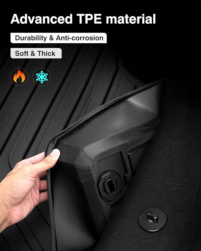 Powerty Floor Mats for 2024 2025 Tesla Model 3 Highland 8 PCS Floor Cargo Liners Full Set All Weather TPE 3D 2 Row Liner Front Rear Storage Mat and Rear Seat Back Mats