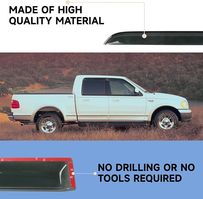 4PCS Window Rain Guards Shield Fit for 2001-2003 Ford F150 SuperCrew Cab, Outside Mount Window Vent Visors Shades, Wind Deflectors for 2002 2003 Lincoln Blackwood