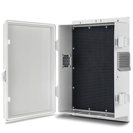 Outdoor Electrical Junction Box, ABS Water Resistant Enclosure with Internal Mounting Panel & Hinged Cover (13" H* 9.2" L* 3.7" W)