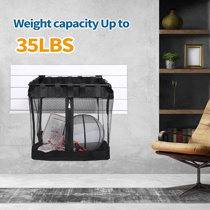 4Pcs Large Slatwall Baskets Mesh Slatwall Baskets with Zipper Mounted Storage Baskets Hanging Slatwall Accessories for Shops Rooms Storage Display Organizing(16 * 12 * 16inch)