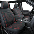 LUCKYMAN CLUB F150 Seat Covers Fit for 2010-2014 F150 SuperCrew with Waterproof Faux Leather(Full Set, Black&Red)