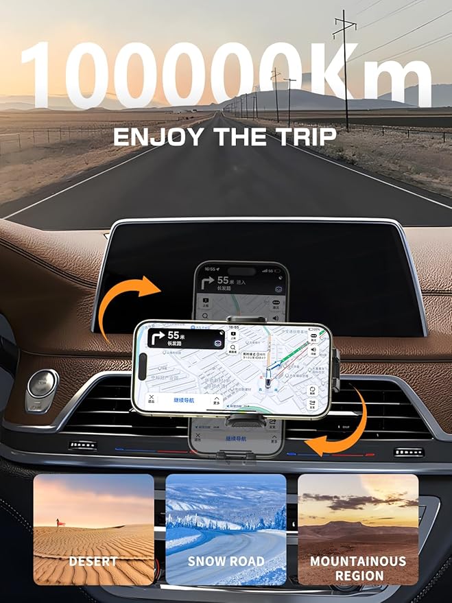 Topmake Car Phone Holder Mount,【2025 Upgrade】 3-in-1 Cell Phone Holder for Car, Dashboard Windshield, Suction Cup Hands-Free Car Phone Stand, Automobile Cradles Universal,Black